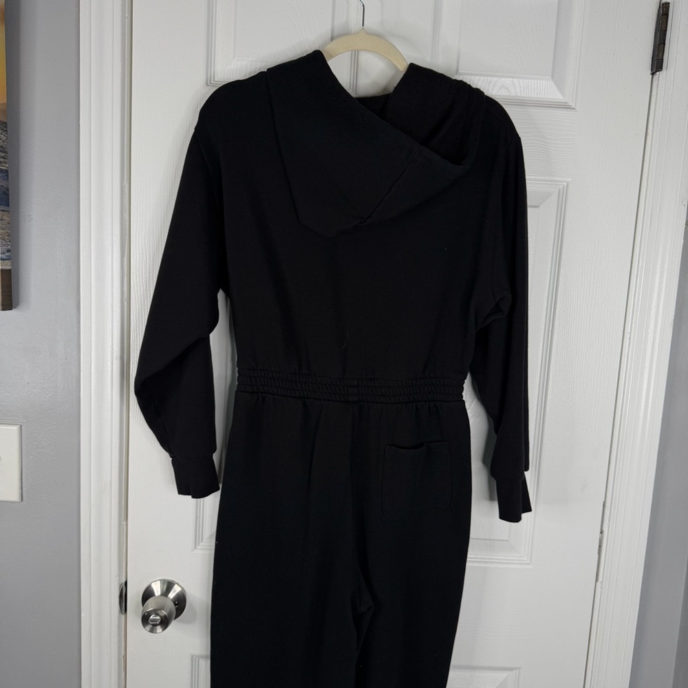 Sz M VS PINK NWOT $69 Ivy Fleece Hooded Jumpsuit Hoodie Black - Picture 10 of 12